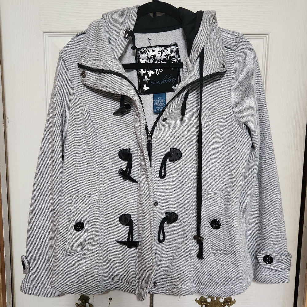 Sebby Gray Pea Coat Classic Winter Essential - Picture 1 of 9